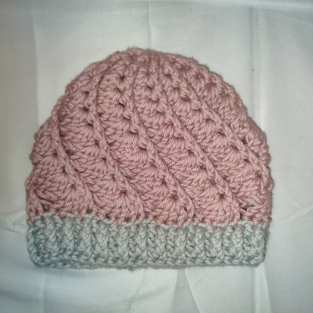 Charming Pink and Gray Kids Knit Hat